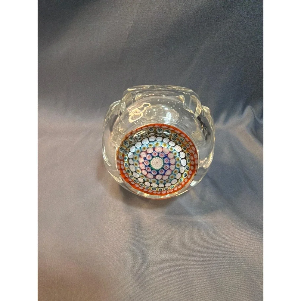 Vintage Murano Millefiori Art Glass Decanter with Paperweight Stopper Clear